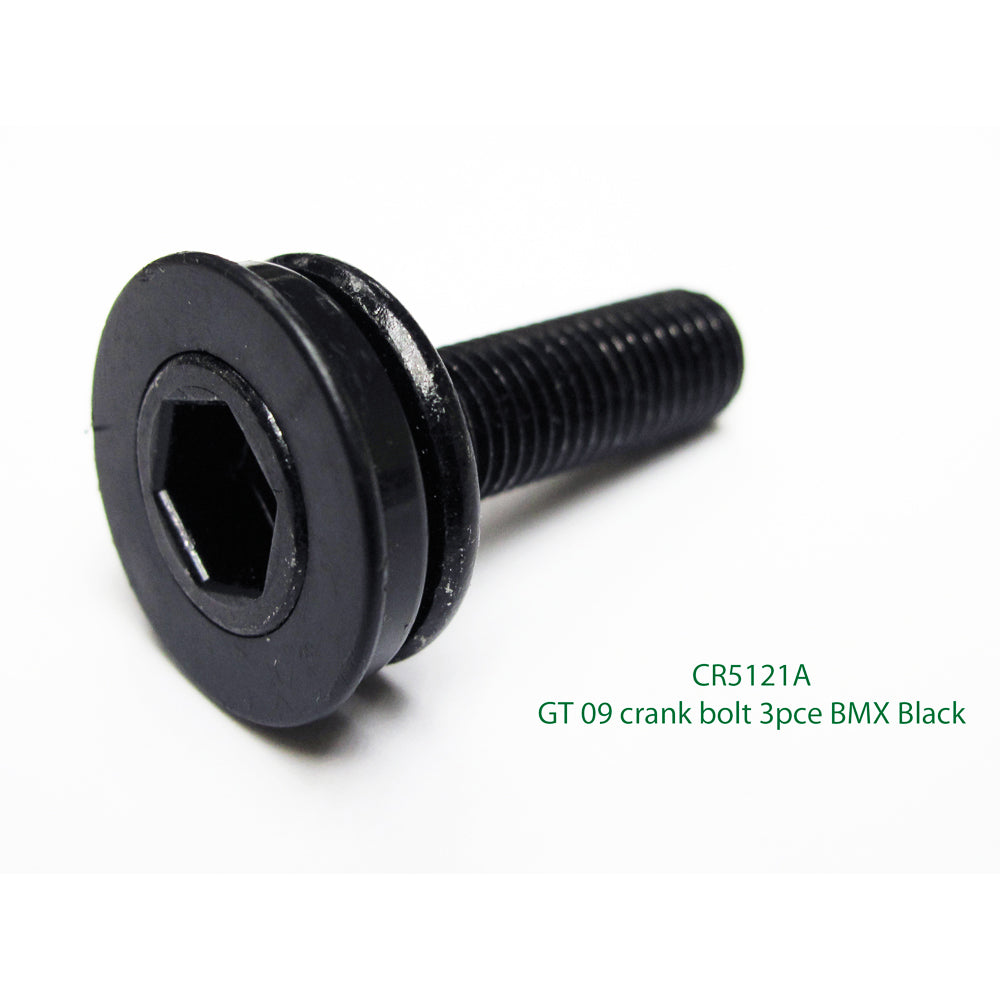 GT BMX Crank Bolt Black - for 3 piece 8 Spline Cranks