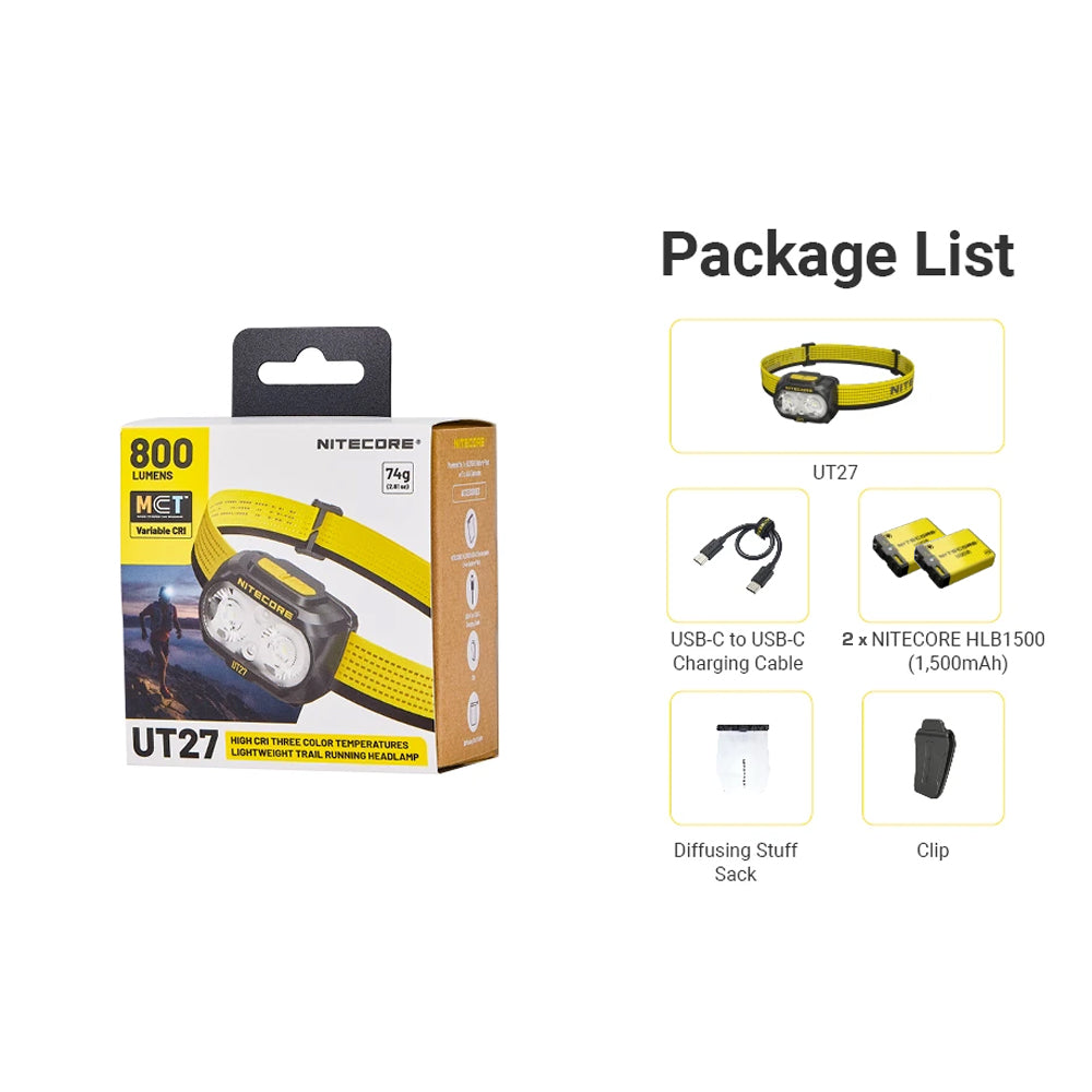 NITECORE 800 LUMEN USB RECHARGEABLE LED HEADLAMP TORCH WHITE