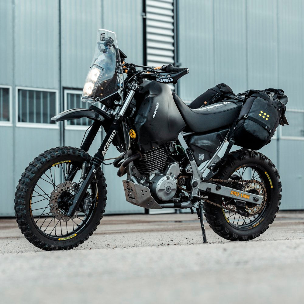 Bike fitted with the Kreiga OS-BASE and OS-Adventure Packs