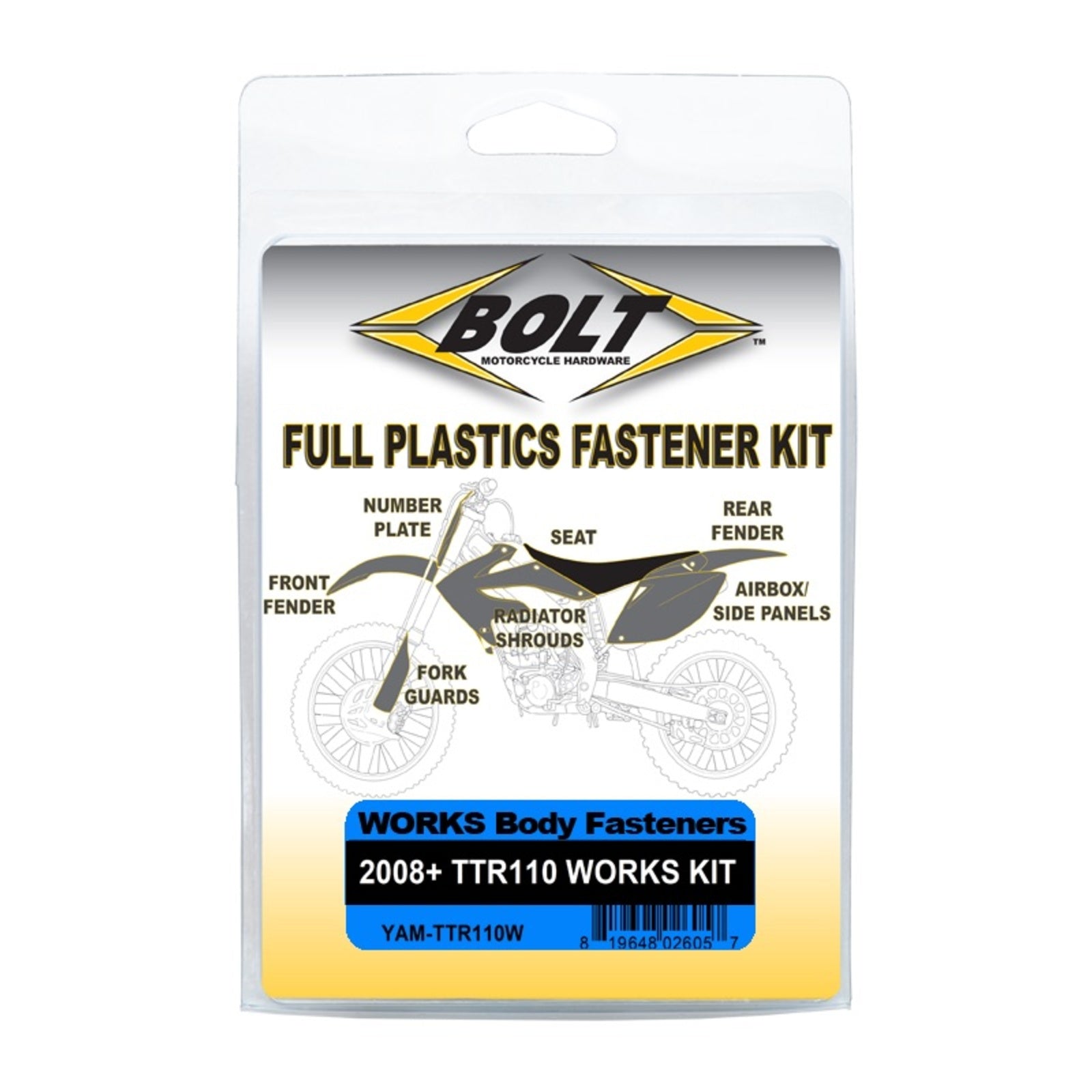 Bolt Body Work Fastener Kit Yamaha TTR110 ’08+ Works Kit