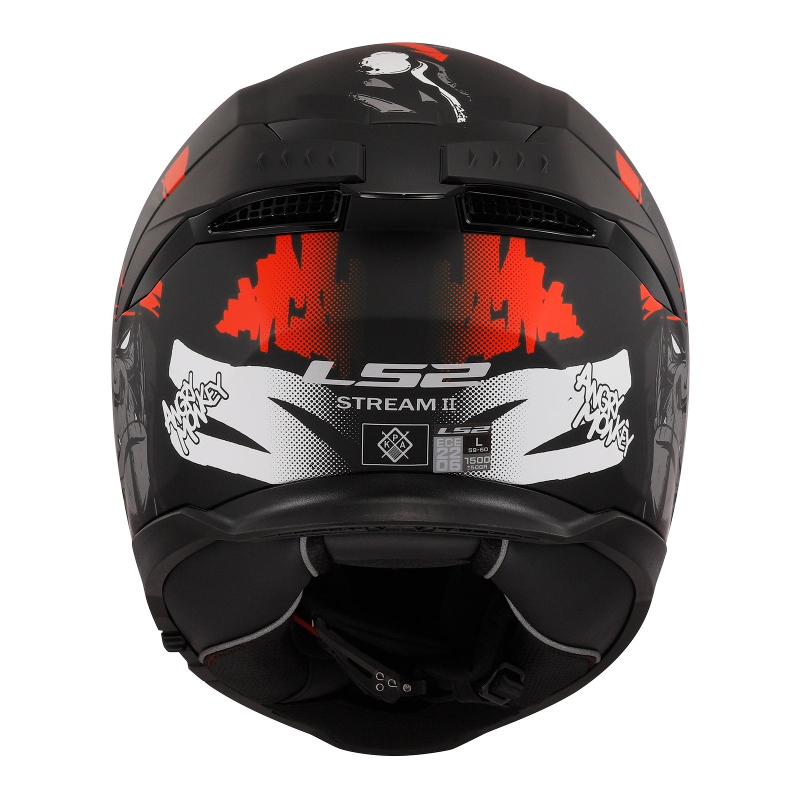 LS2 FF808 Stream II Angry Monkey Helmets - Matte Black / Red 06