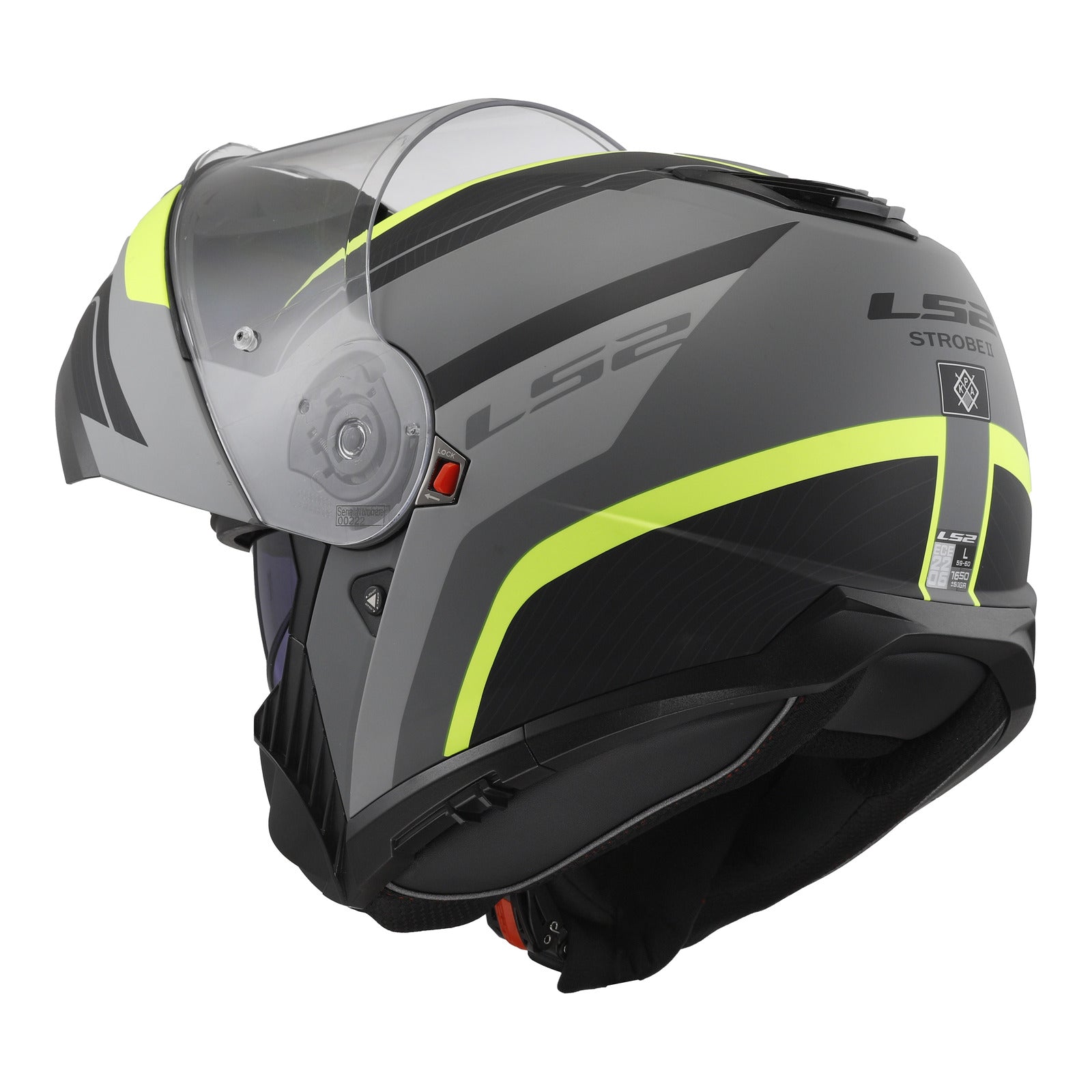 LS2 FF908 Strobe II Monza Flip Front Helmets - Matte Black / Hi-Vis Yellow 06