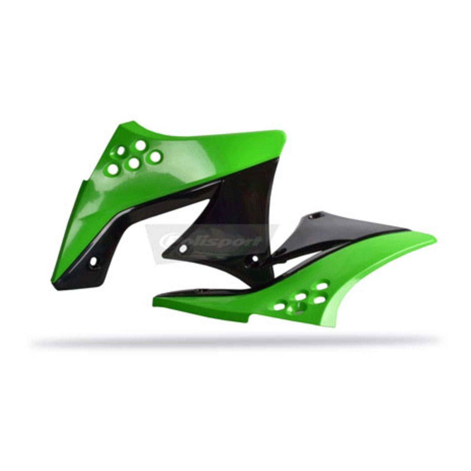 Polisport Radiator Scoops Kawasaki KX250F ('09-'12) - Green/Black (Top/Bottom)