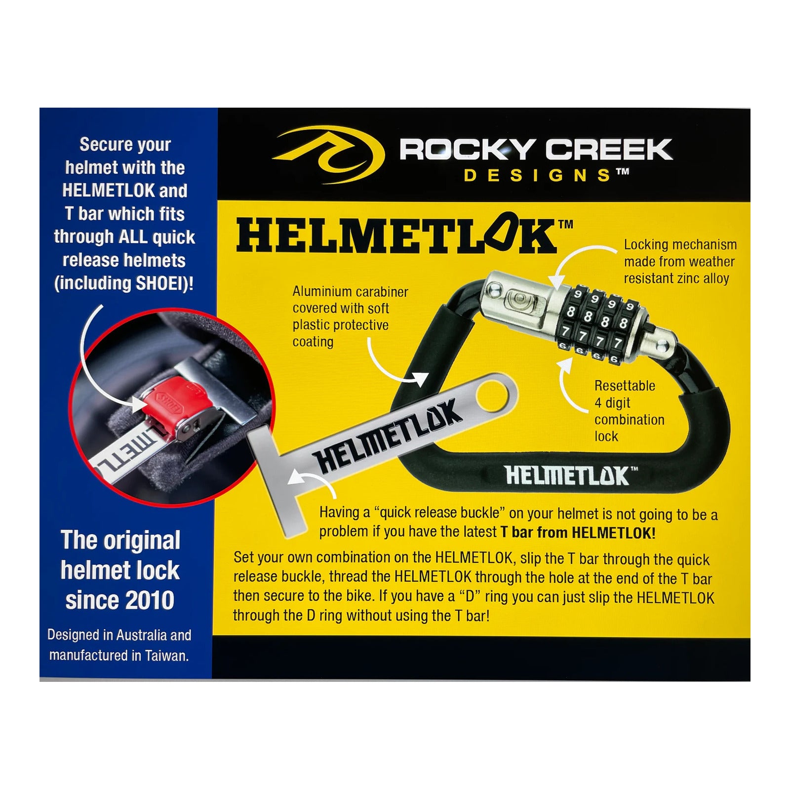 Rocky Creek HelmetLok and Stainless Steel T-Bar Combined