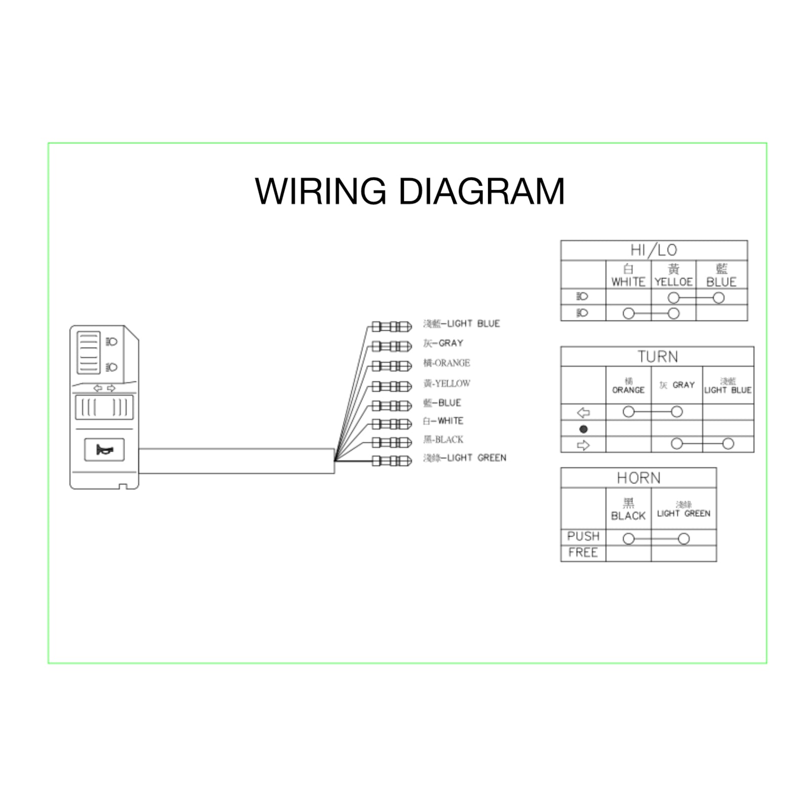 WHITES SWITCH HEADLAMP HIGH/LOW + HORN
