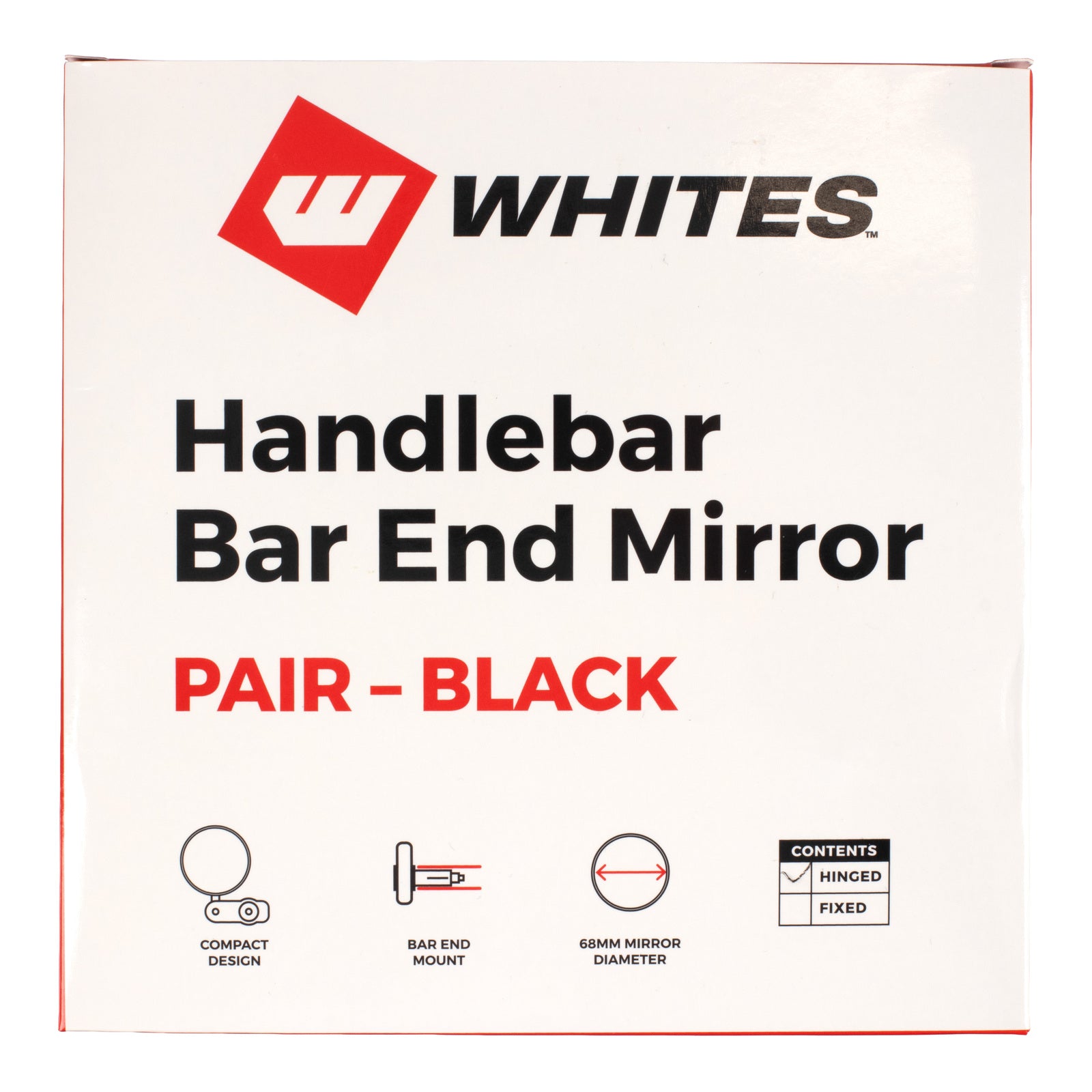 Whites Handlebar Bar End Mirrors Pair - Hinged - Black