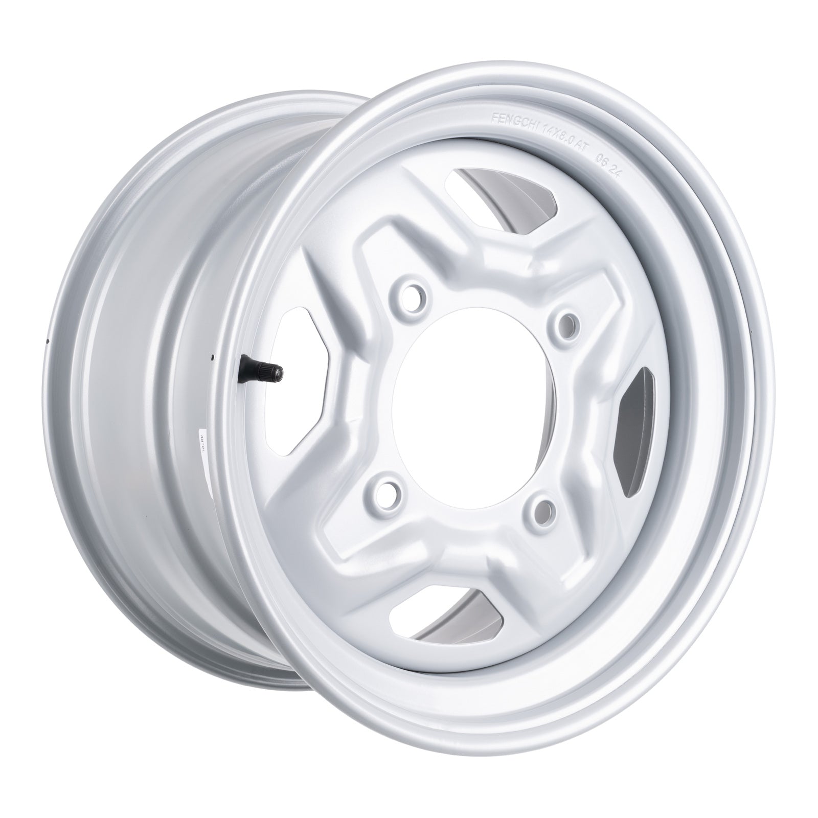 Whites ATV/UTV Steel Rim 14x8 Polaris Rear 4/156 +63.5 - Silver