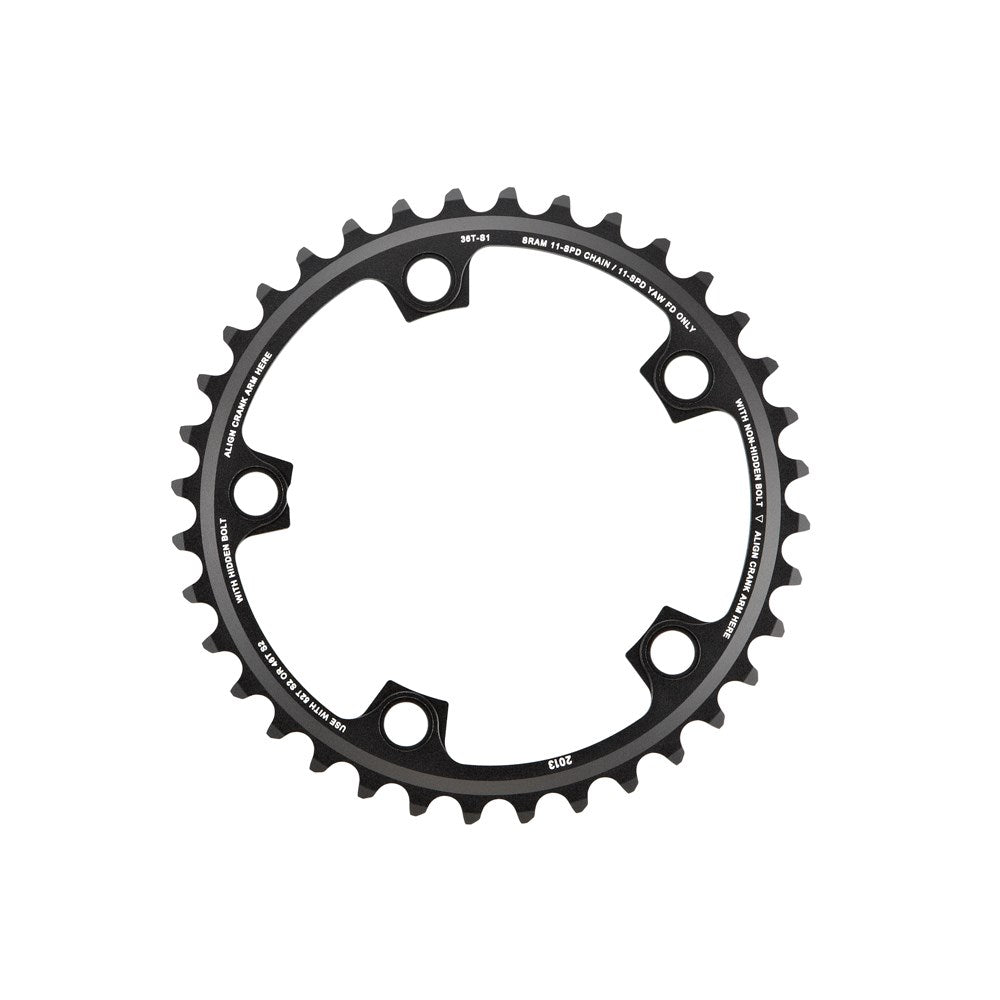 SRAM Chain Ring Road Red22 / Force22 / Rival22 X-Glide R 36 Tooth Yaw 11 Speed S1 110 Aluminium 3mm Blast Black (52-36, 46-36)