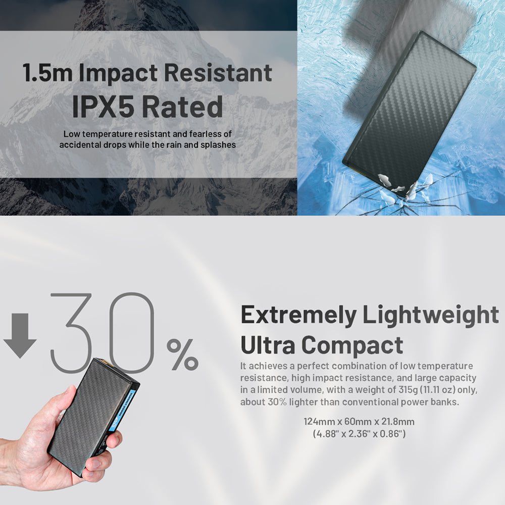 NITECORE 20,000MAH POWER BANK LOW TEMP RESISTANT CARBON FIBER ENERGY BRICK