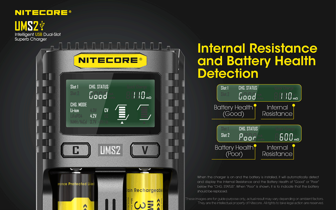 NITECORE UMS2 INTELLIGENT BATTERY CHARGER USB DUAL SLOT SUPERB CHARGER