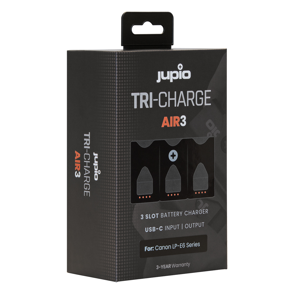 JUPIO TRI-CHARGE AIR3 CHARGER & POWERBANK FOR CANON LP-E6 SERIES