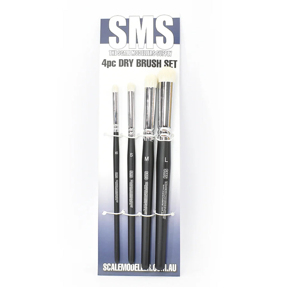 SCALE MODELLERS SUPPLY SYNTHETIC DRY BRUSH SET 4PC