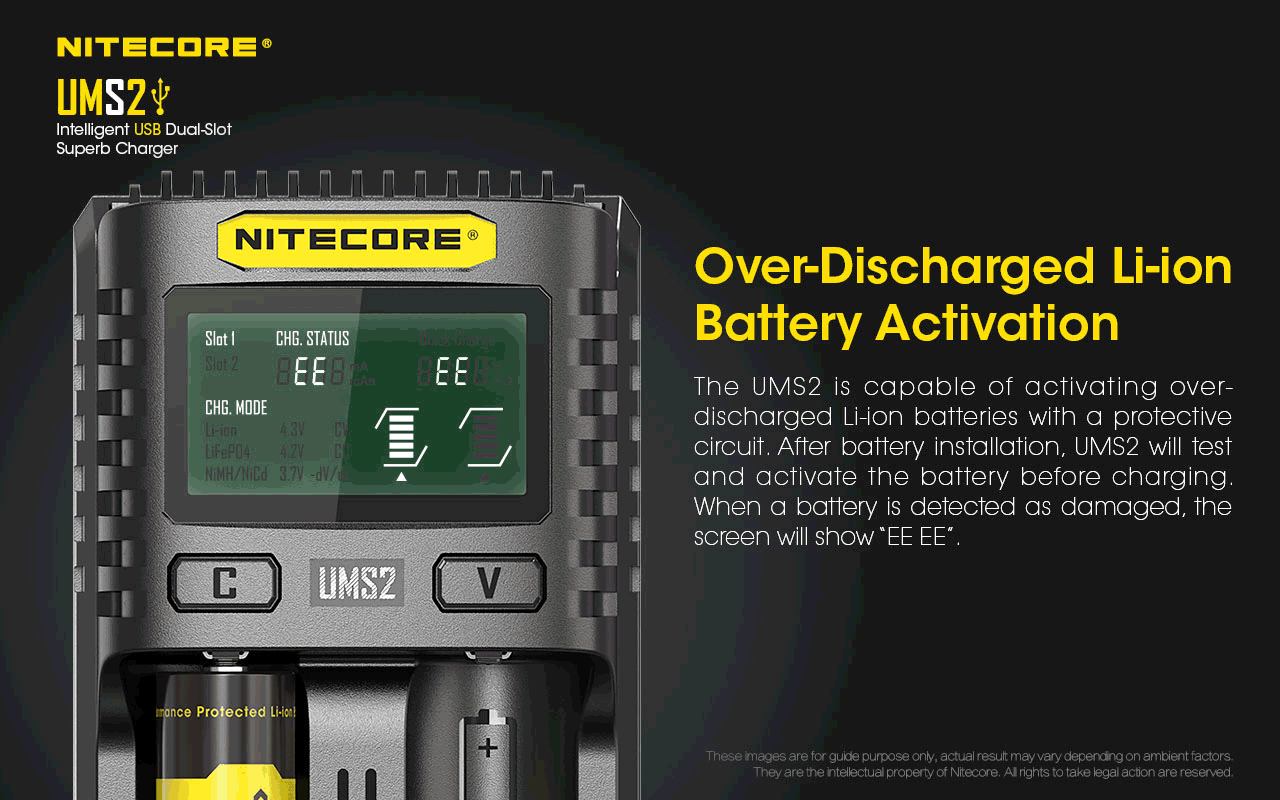 NITECORE UMS2 INTELLIGENT BATTERY CHARGER USB DUAL SLOT SUPERB CHARGER