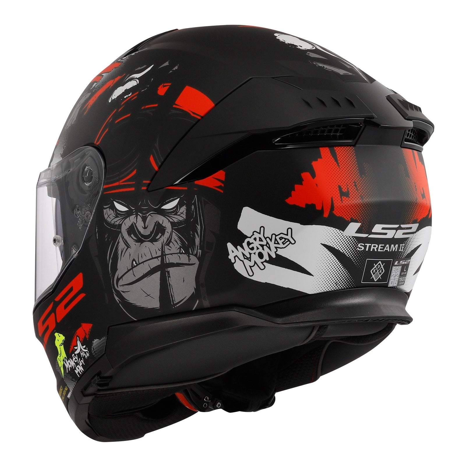 LS2 FF808 Stream II Angry Monkey Helmets - Matte Black / Red 06