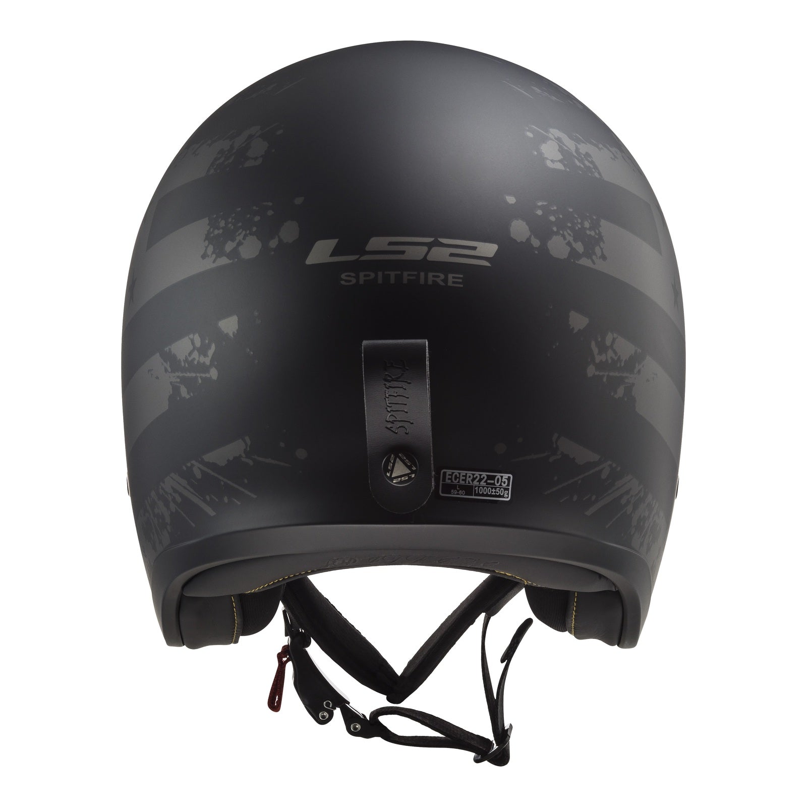 LS2 OF599 Spitfire II Black Flag Helmet - Matte Black / Titanium