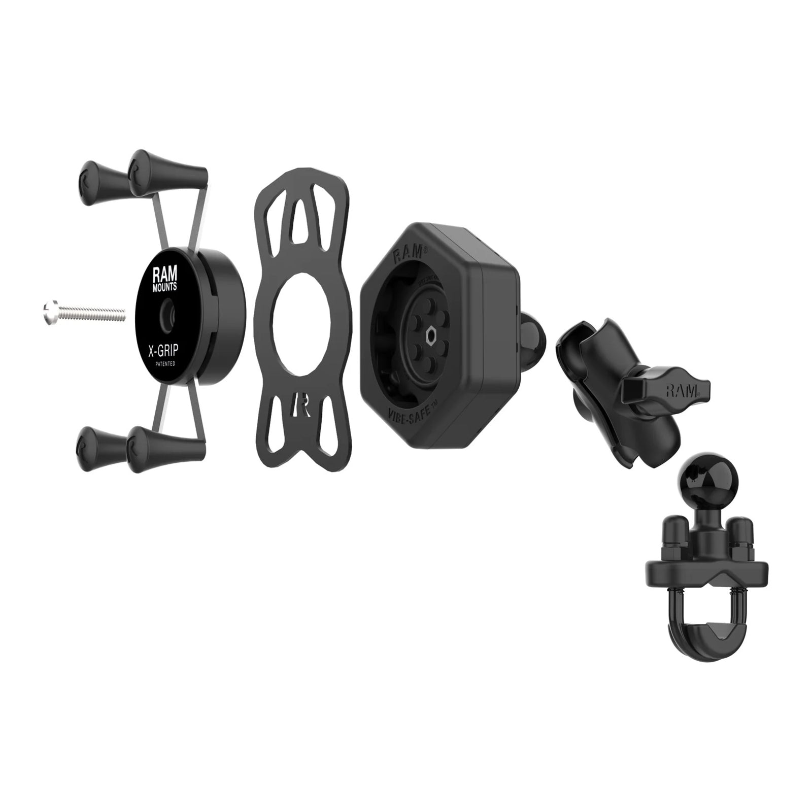 RAM X-Grip Phone Mount with Vibe-Safe & U-Bolt Base - Short