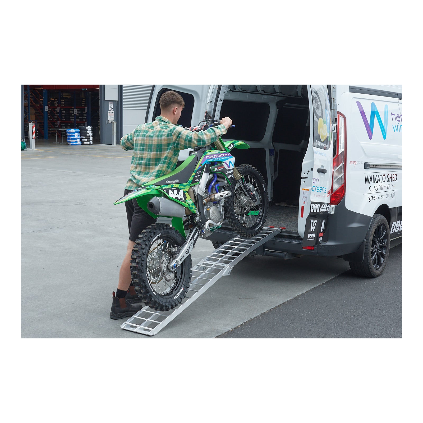 Whites Folding Alloy Ramp 226x30cm - 340kg Rated X-Bar style