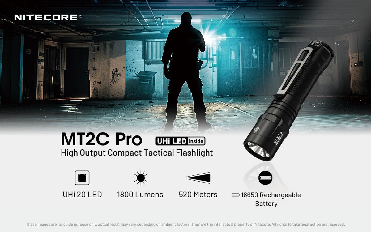NITECORE MT2C PRO 1800 LUMENS USB RECHARGEABLE ULTRA LIGHTWEIGHT TACTICAL TORCH