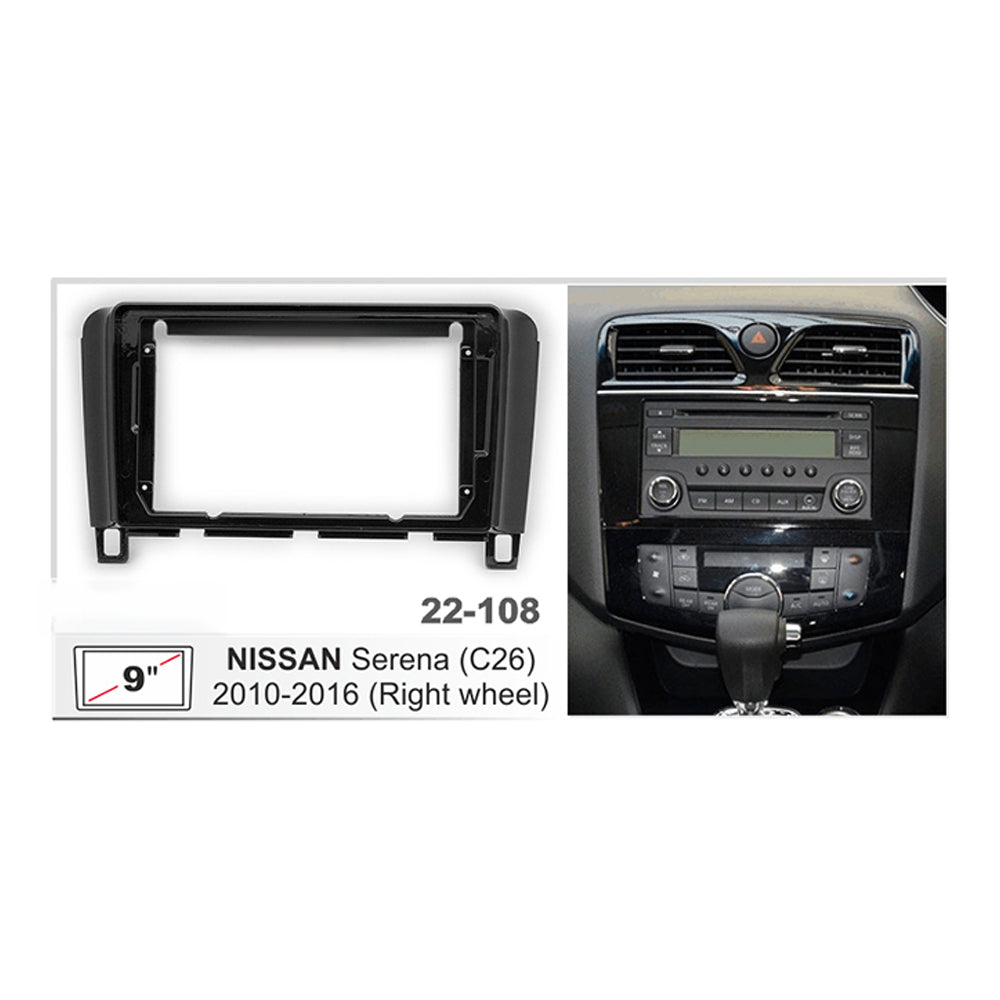 FITTING KIT 9" DASH NISSAN SERENA (C26) 2010 - 2016 (GLOSS BLACK)